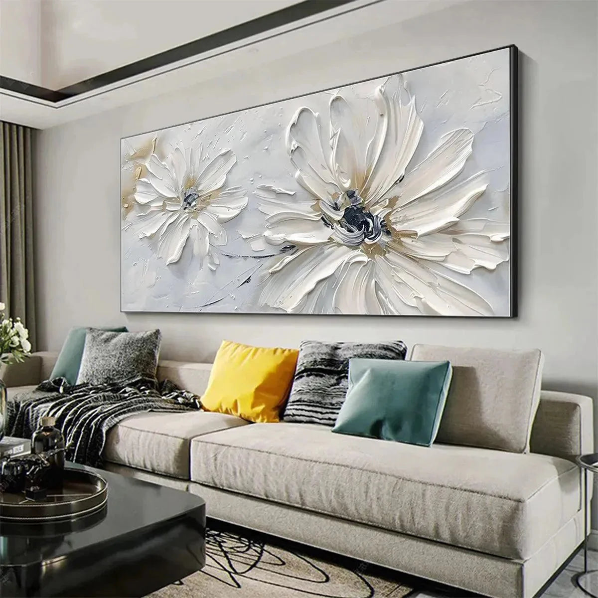 WHITE BLOSSOM SERENITY | rolled canvas, ready for custom framing
