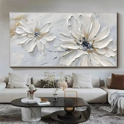 WHITE BLOSSOM SERENITY | black frame version on white wall