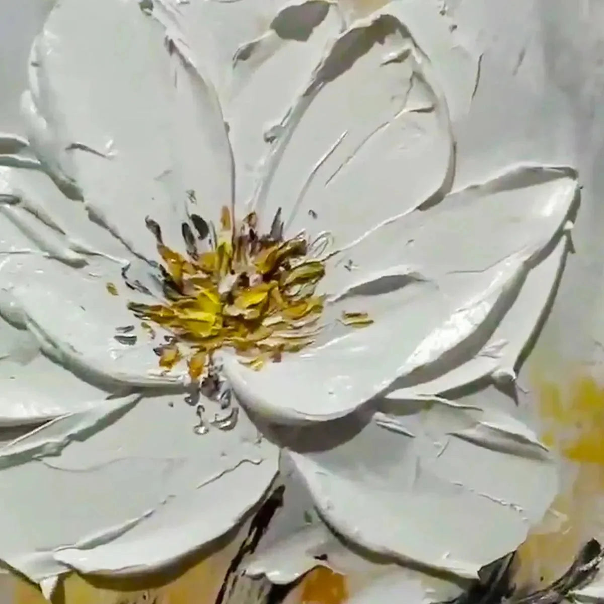 WHITE BLOSSOM | Abstract closeup, raised brushwork detail