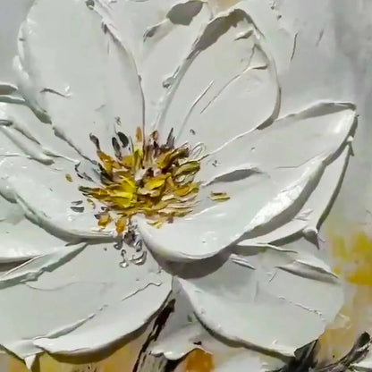 WHITE BLOSSOM | Abstract closeup, raised brushwork detail