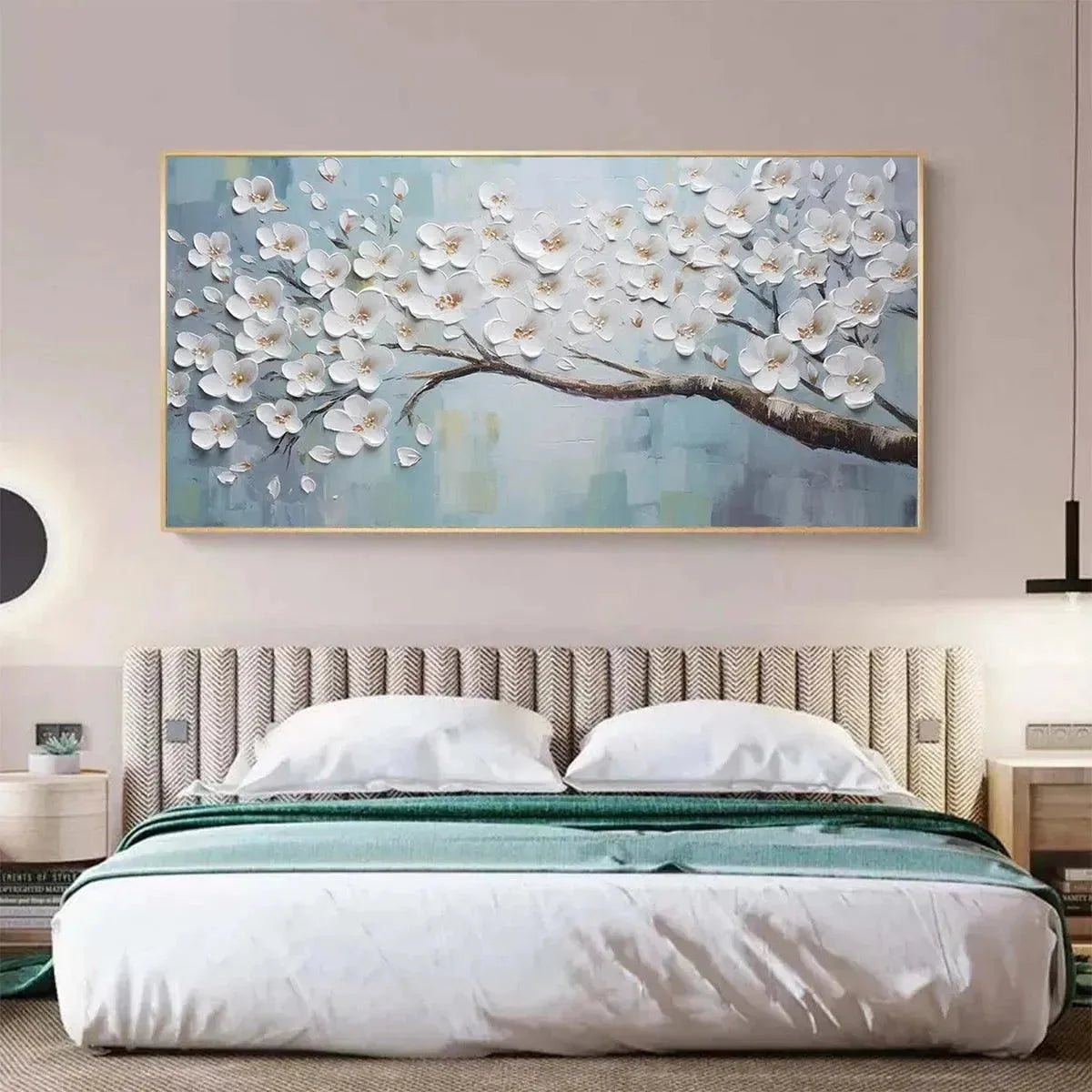 WHITE BLOSSOMS | black frame version on white wall