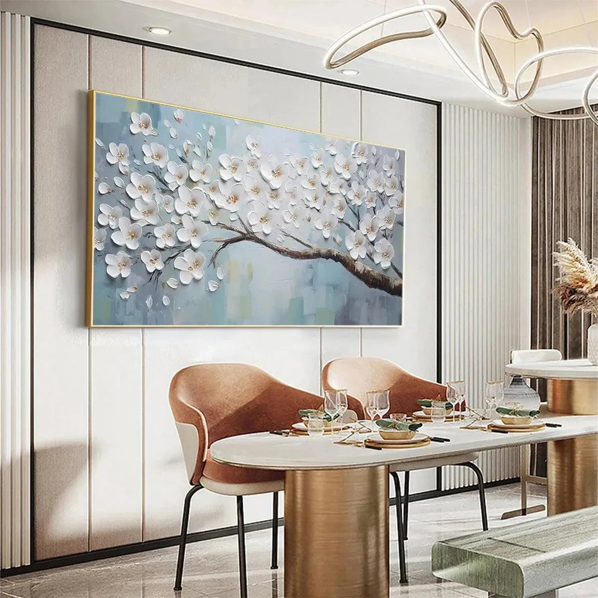 WHITE BLOSSOMS | blue palette, original  art