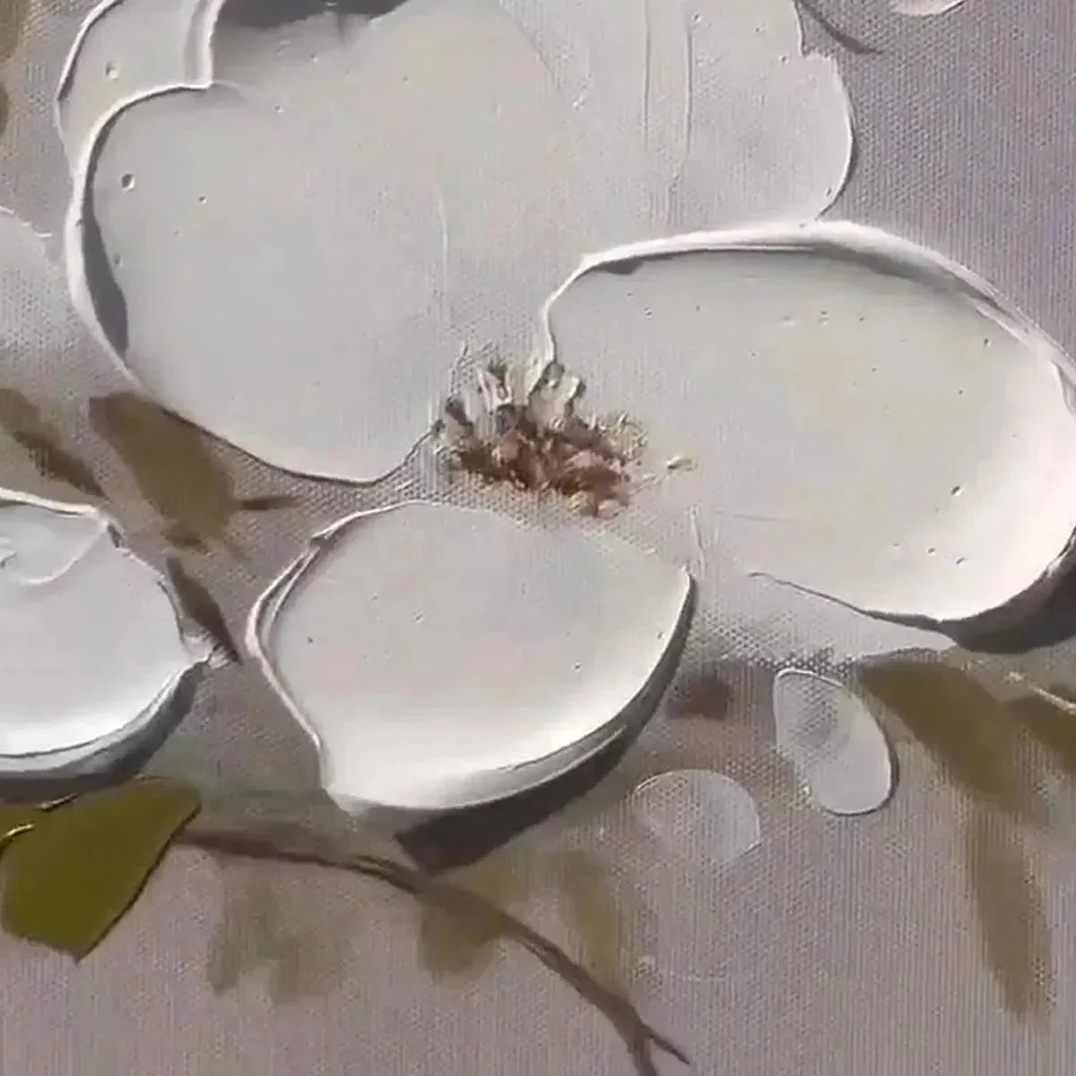 WHITE BLOSSOMS | Impressionist closeup, raised brushwork detail