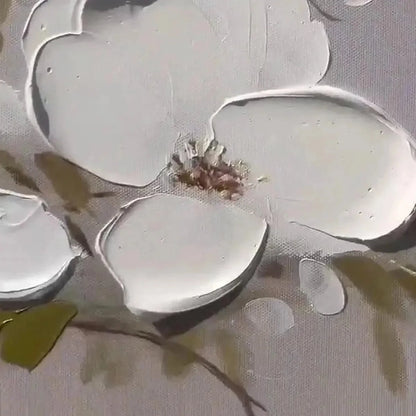 WHITE BLOSSOMS | Impressionist closeup, raised brushwork detail