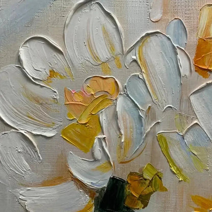 WHITE BLOSSOMS | rectangular format, hand-painted canvas edge