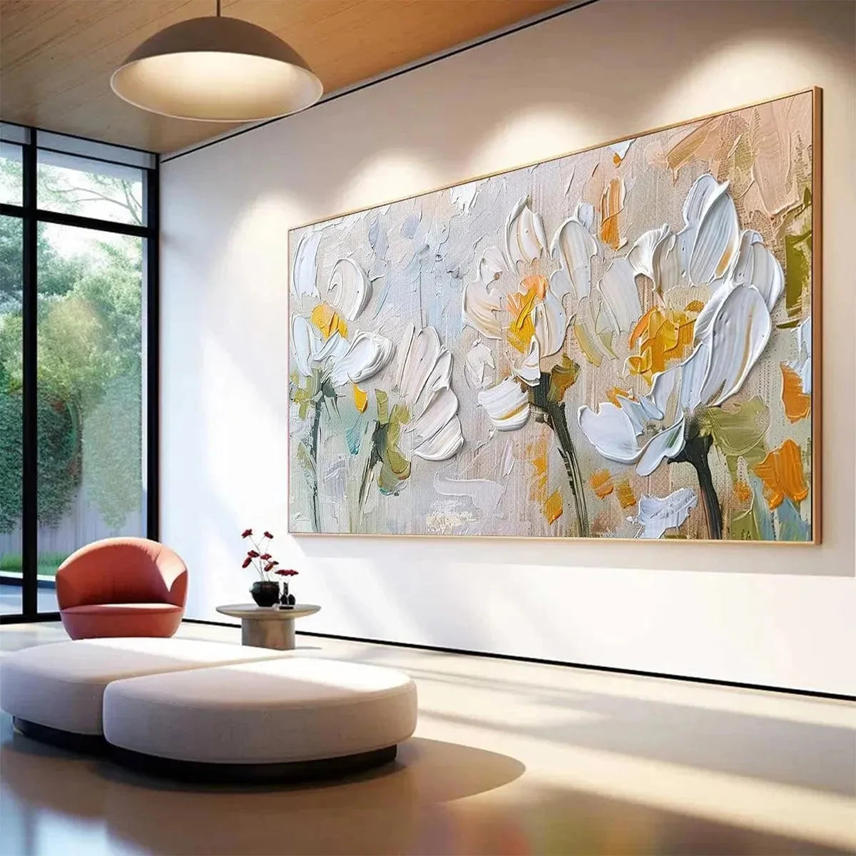 WHITE BLOSSOMS | black frame version on white wall