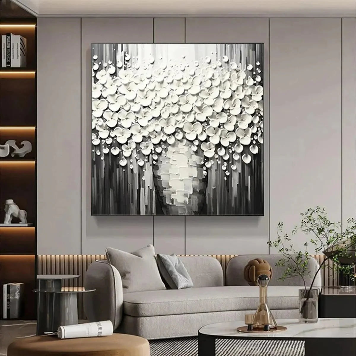 WHITE BOUQUET | Abstract closeup, raised brushwork detail