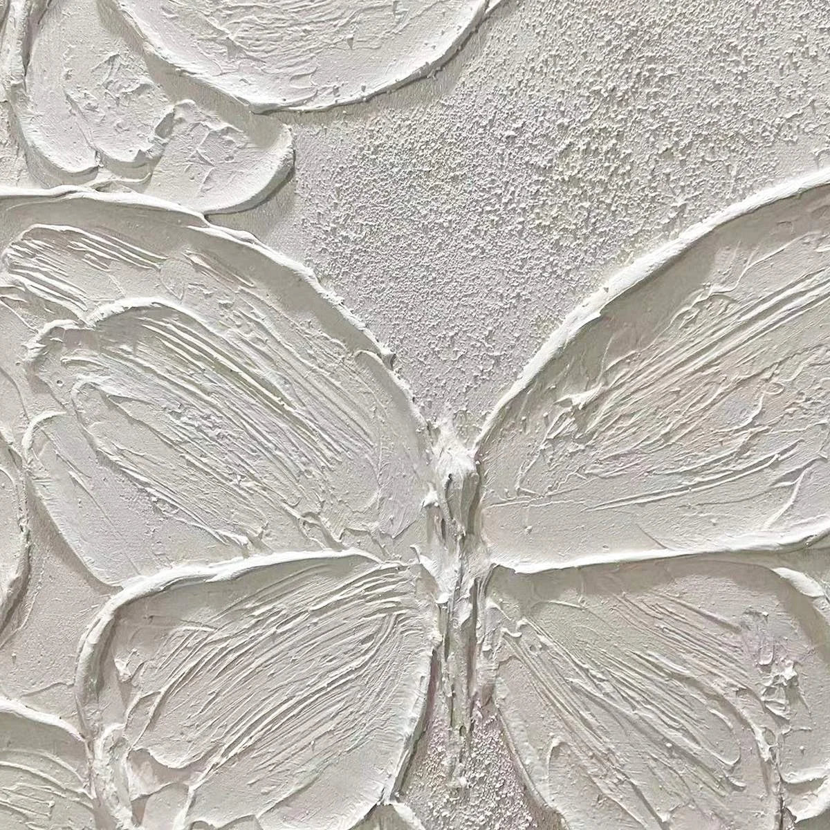 WHITE BUTTERFLIES: 3D Butterfly Impasto Painting, Vertical Wall Art | rectangular format, hand-painted canvas edge