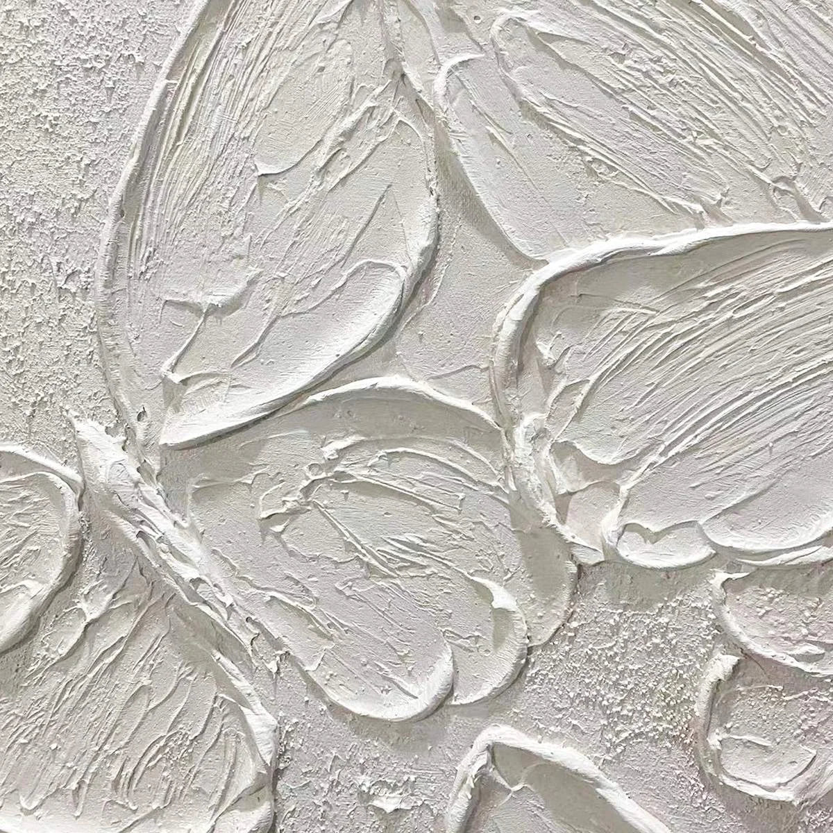 WHITE BUTTERFLIES: 3D Butterfly Impasto Painting, Vertical Wall Art | black frame version on white wall
