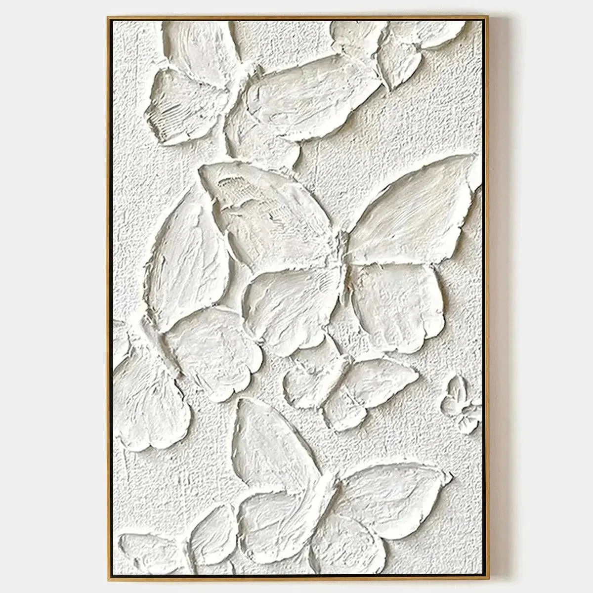 White Butterflies impasto painting, hand-painted by UArtShow