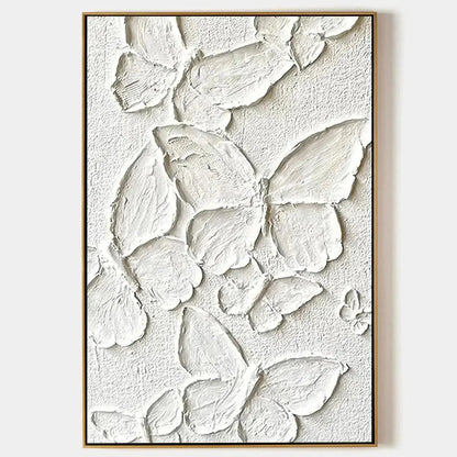 White Butterflies impasto painting, hand-painted by UArtShow