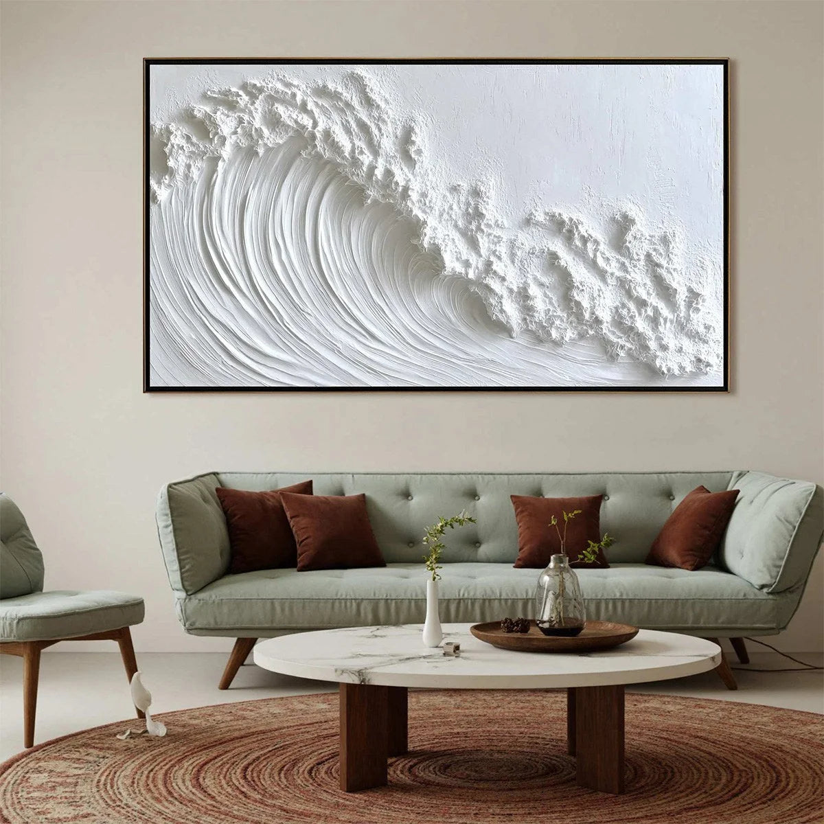 WHITE CREST | Abstract closeup, raised brushwork detail