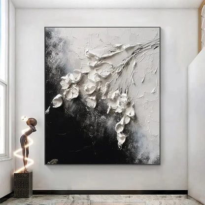 WHITE FLORAL IMPASTO | Abstract closeup, raised brushwork detail
