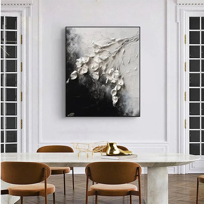 WHITE FLORAL IMPASTO | rolled canvas, ready for custom framing