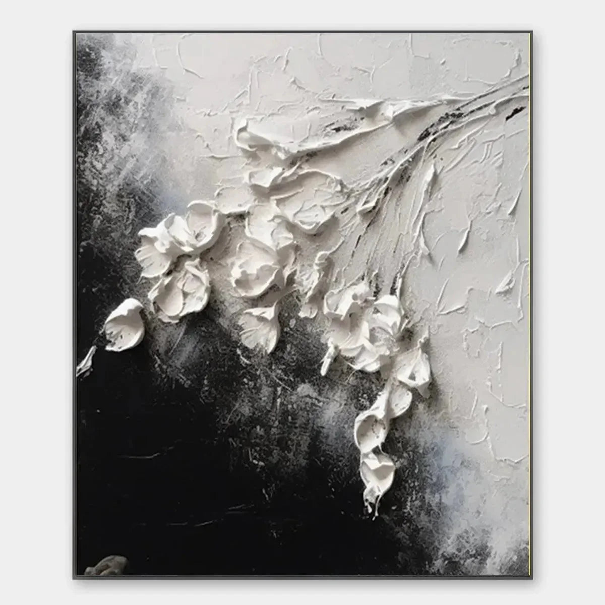 WHITE FLORAL IMPASTO | hanging in , Abstract wall art