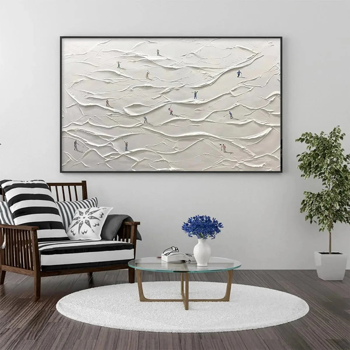 WHITE GREENS | gold frame stretched on neutral wall
