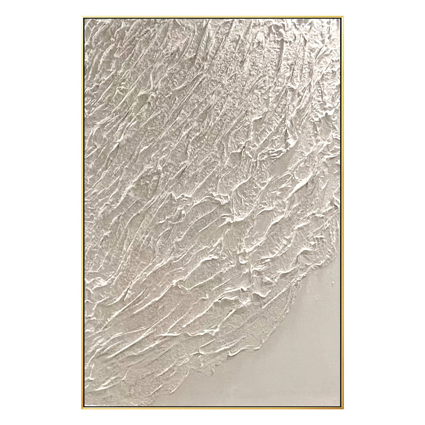 White Heavy Texture Painting: Minimalist Framed Canvas Wall Art #7
