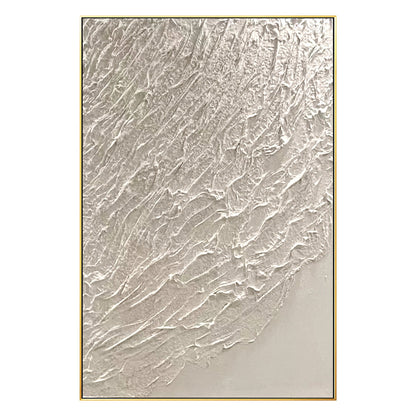 White Heavy Texture Painting: Minimalist Framed Canvas Wall Art #7