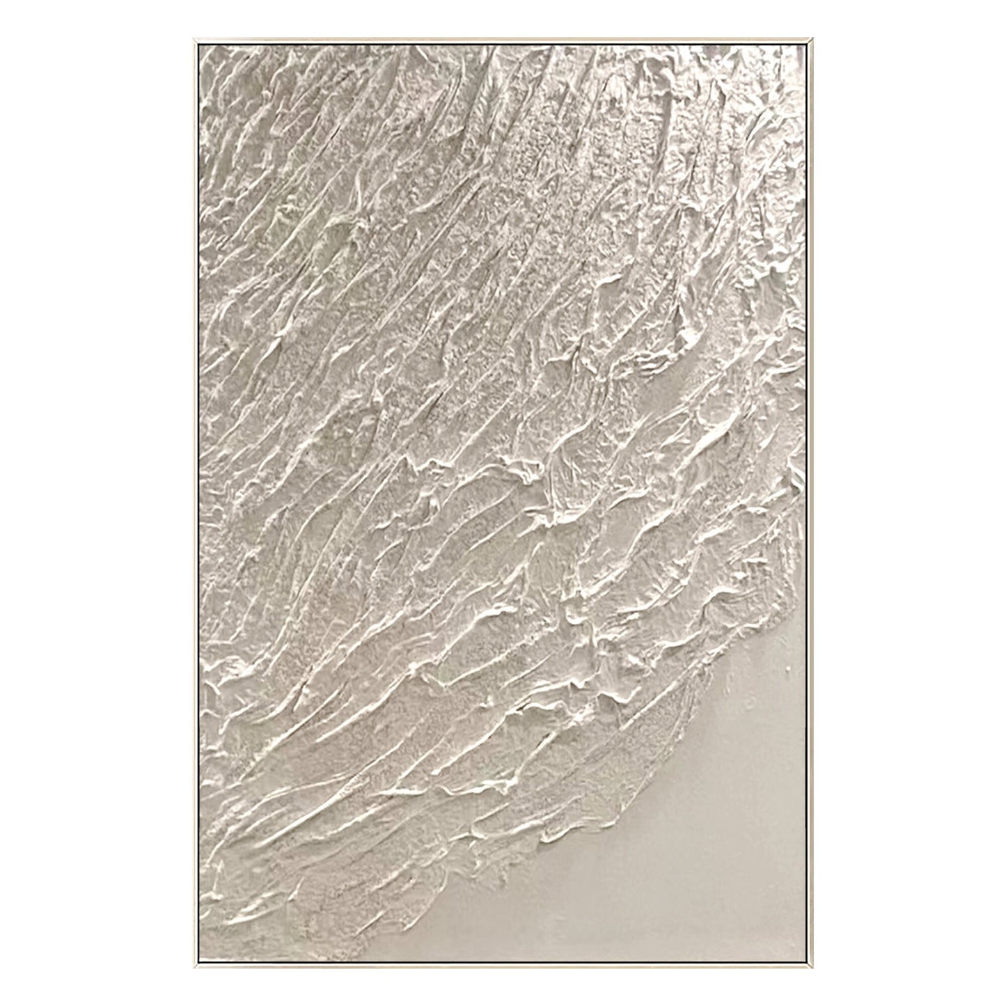 White Heavy Texture Painting: Minimalist Framed Canvas Wall Art #8