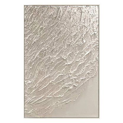 White Heavy Texture Painting: Minimalist Framed Canvas Wall Art #8