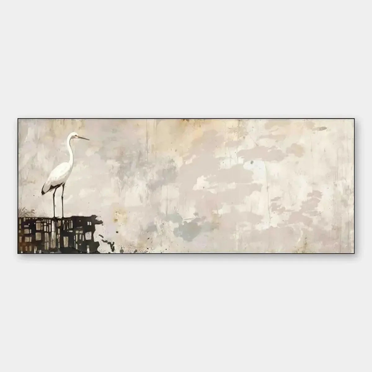 WHITE HERON PANORAMIC | hanging in , Abstract wall art