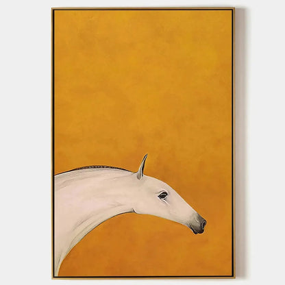 WHITE HORSE ON YELLOW | hanging in , Minimalist wall art