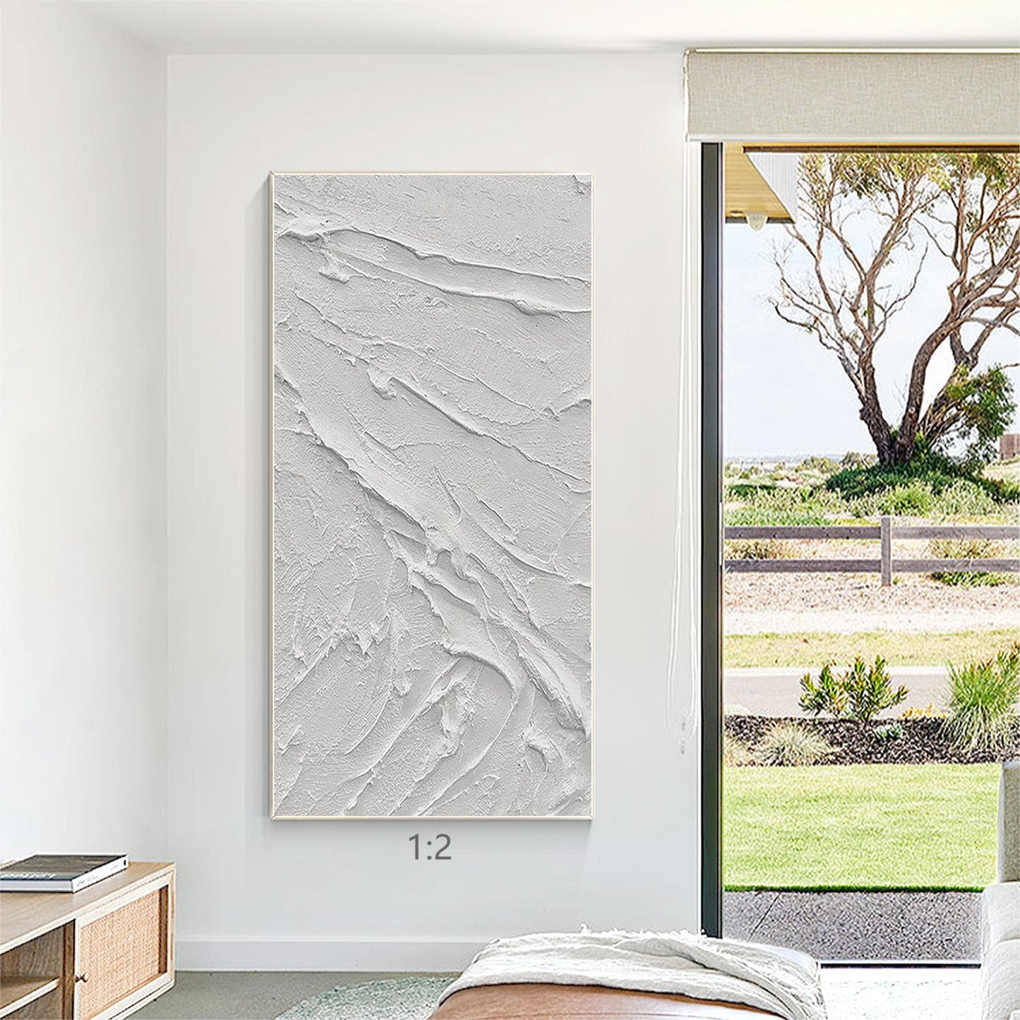 White Impasto Painting: 3D Texture, Minimalist Nordic Wall Art #5