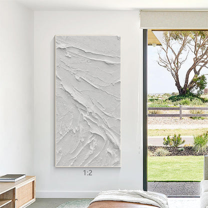 White Impasto Painting: 3D Texture, Minimalist Nordic Wall Art #5