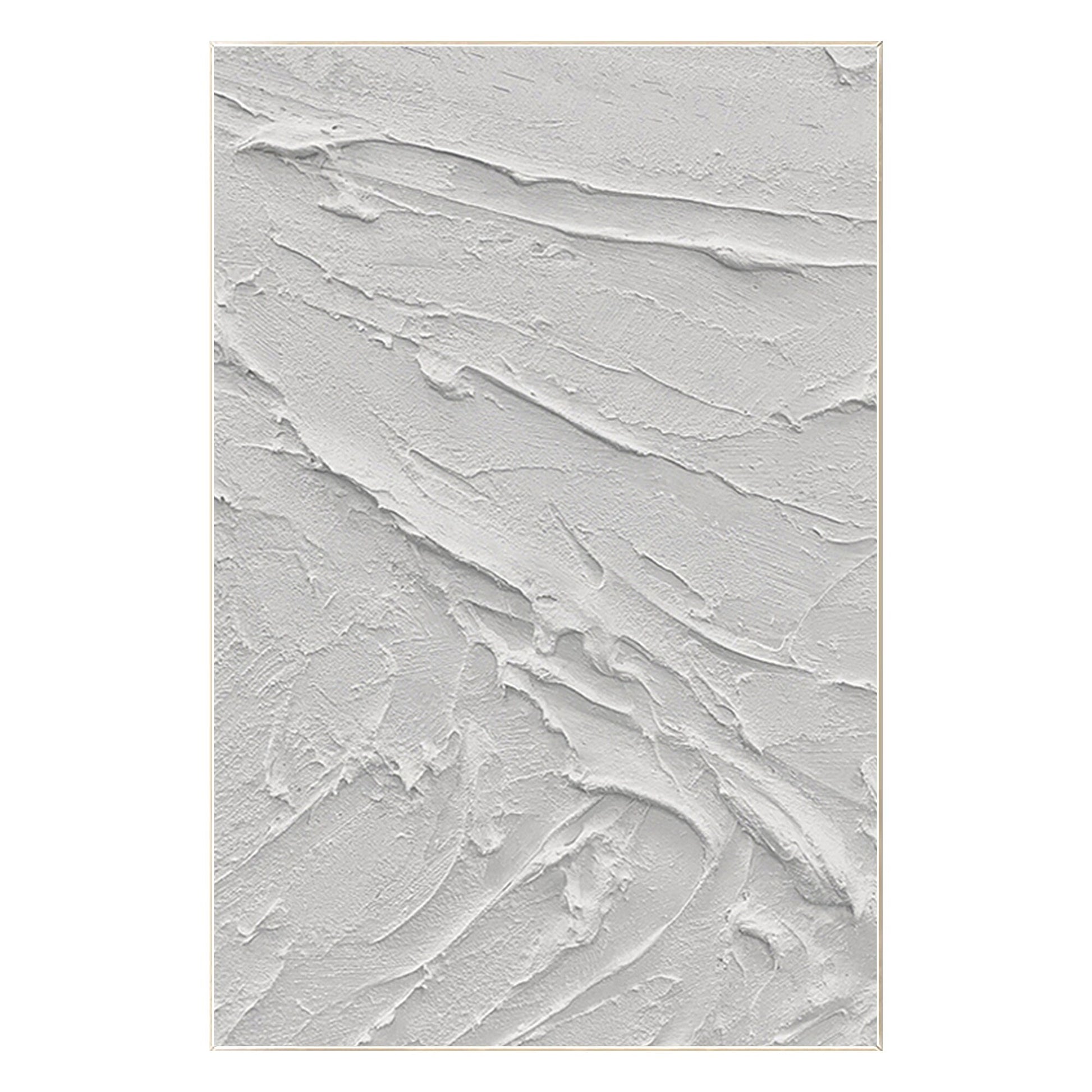 White Impasto Painting: 3D Texture, Minimalist Nordic Wall Art #9