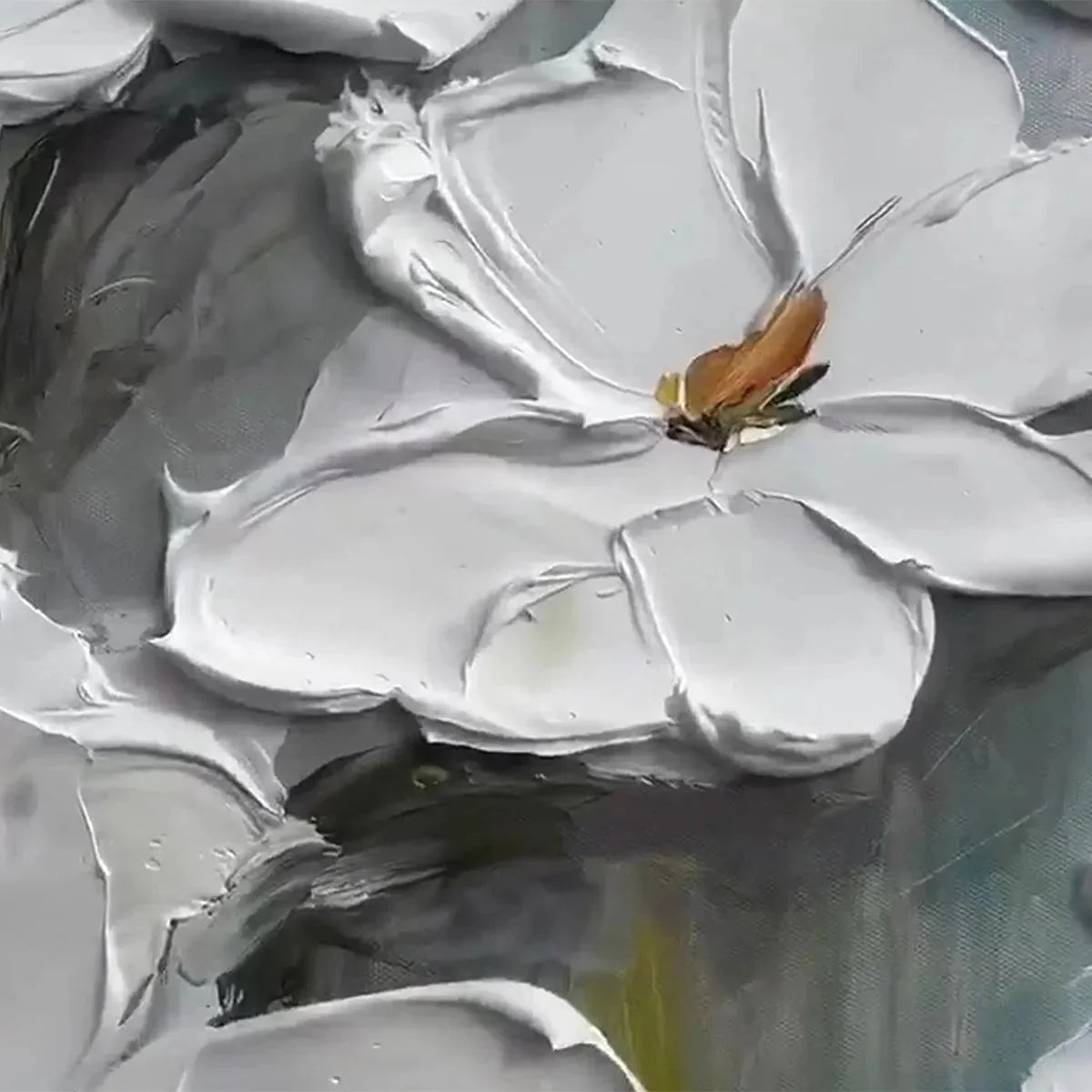 WHITE MAGNOLIA BLOSSOMS | rectangular format, hand-painted canvas edge