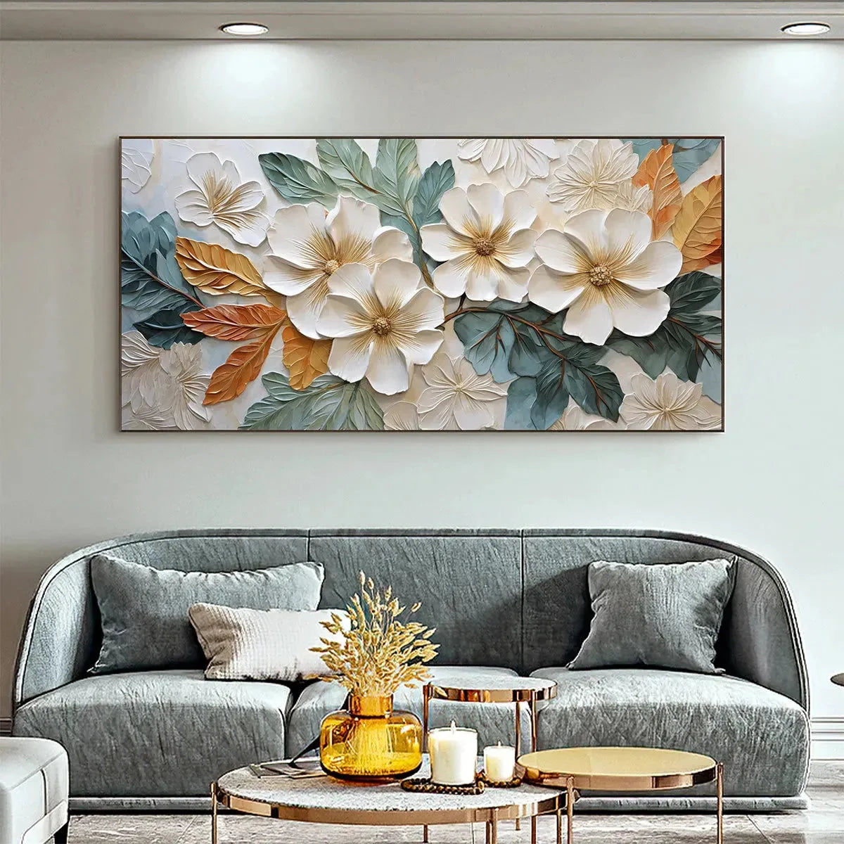 WHITE MAGNOLIAS | Abstract closeup, raised brushwork detail
