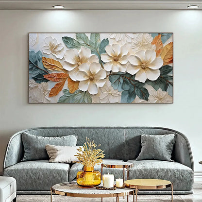 WHITE MAGNOLIAS | Abstract closeup, raised brushwork detail