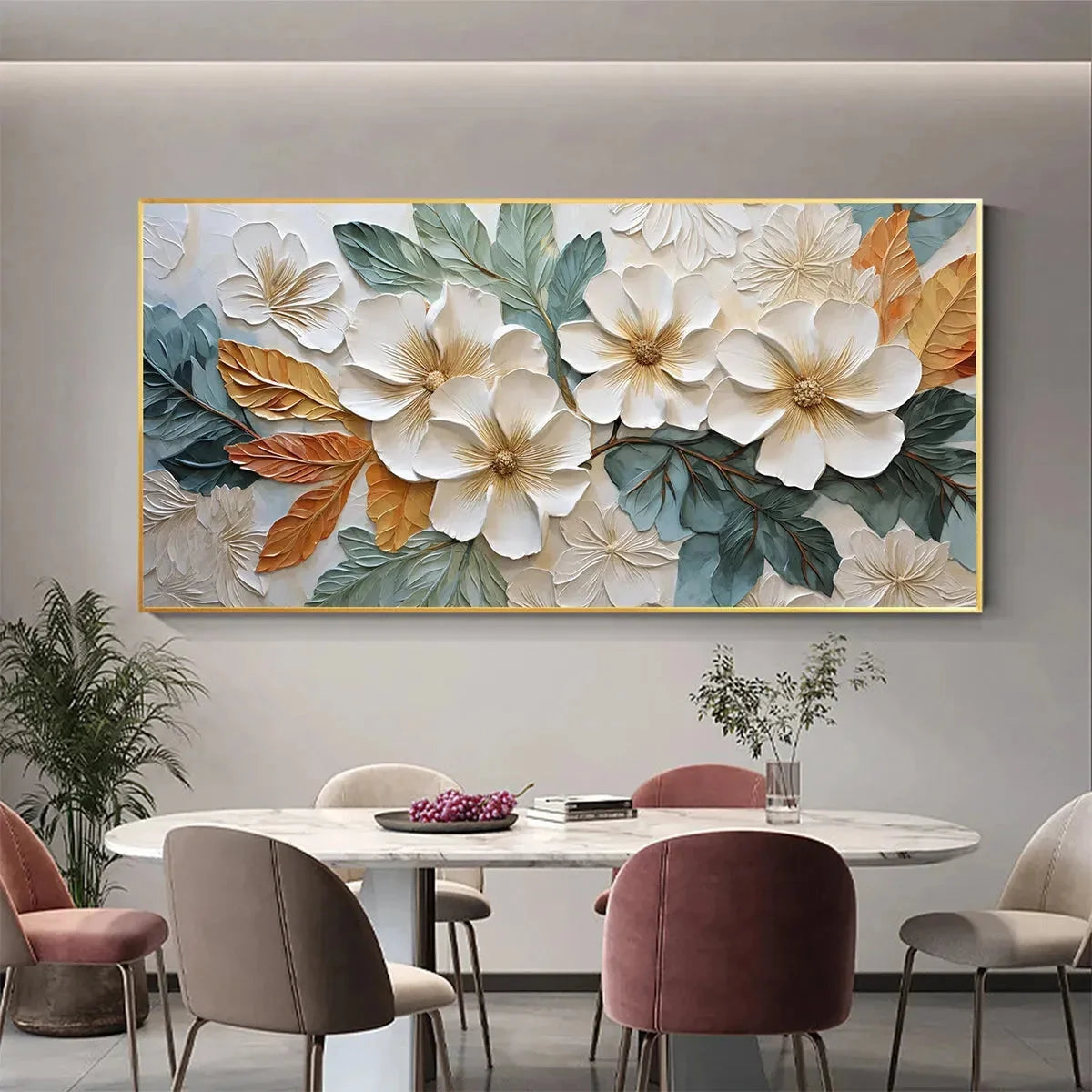 WHITE MAGNOLIAS | black frame version on white wall