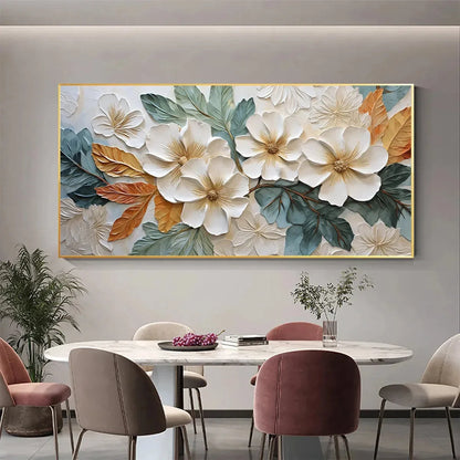 WHITE MAGNOLIAS | black frame version on white wall