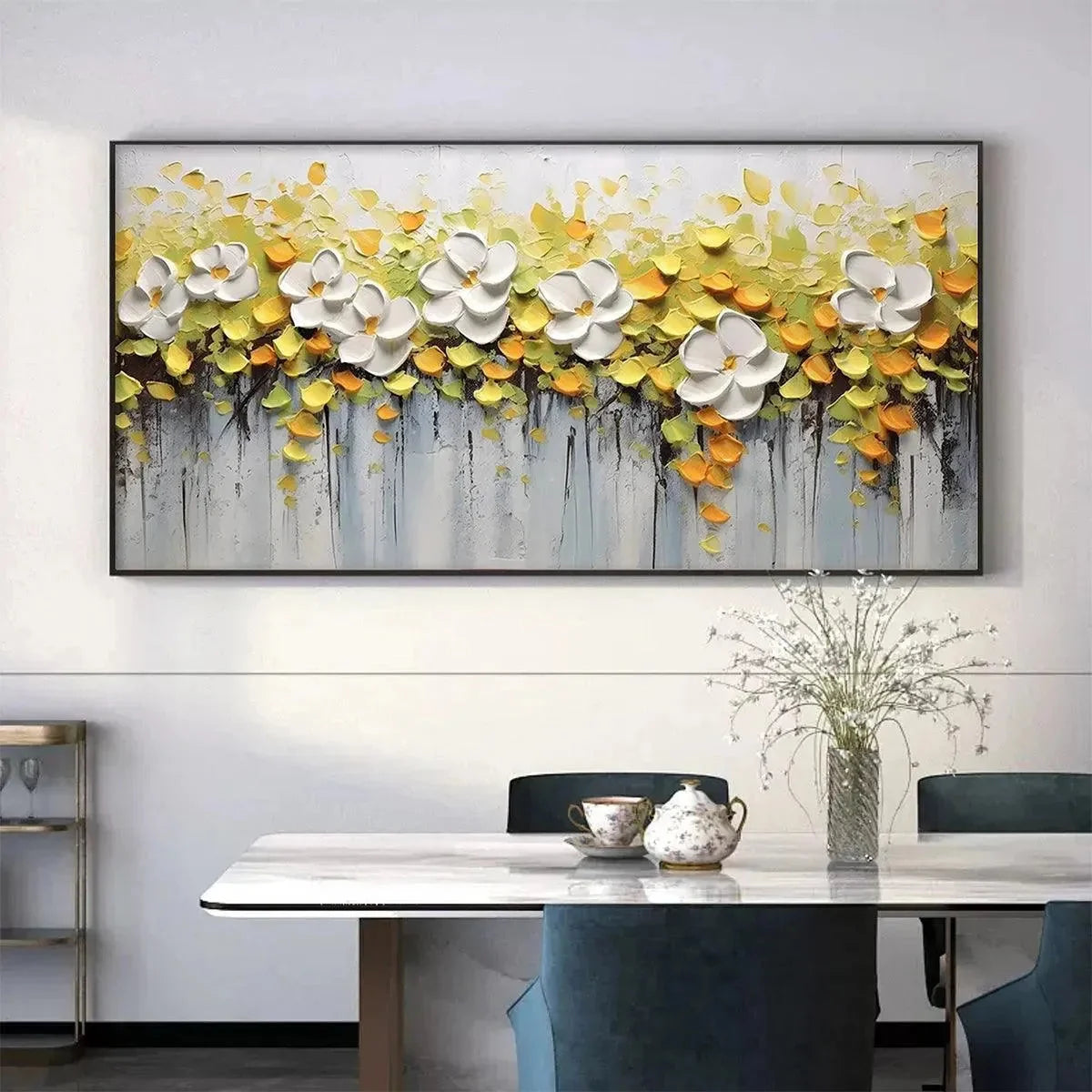WHITE MAGNOLIAS | Abstract closeup, raised brushwork detail