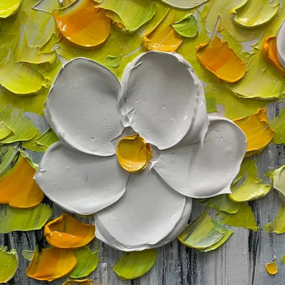 WHITE MAGNOLIAS | rectangular format, hand-painted canvas edge