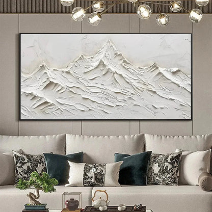 WHITE MOUNTAINS | Minimalist closeup, raised brushwork detail
