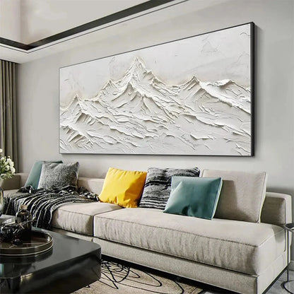 WHITE MOUNTAINS | gold frame stretched on neutral wall