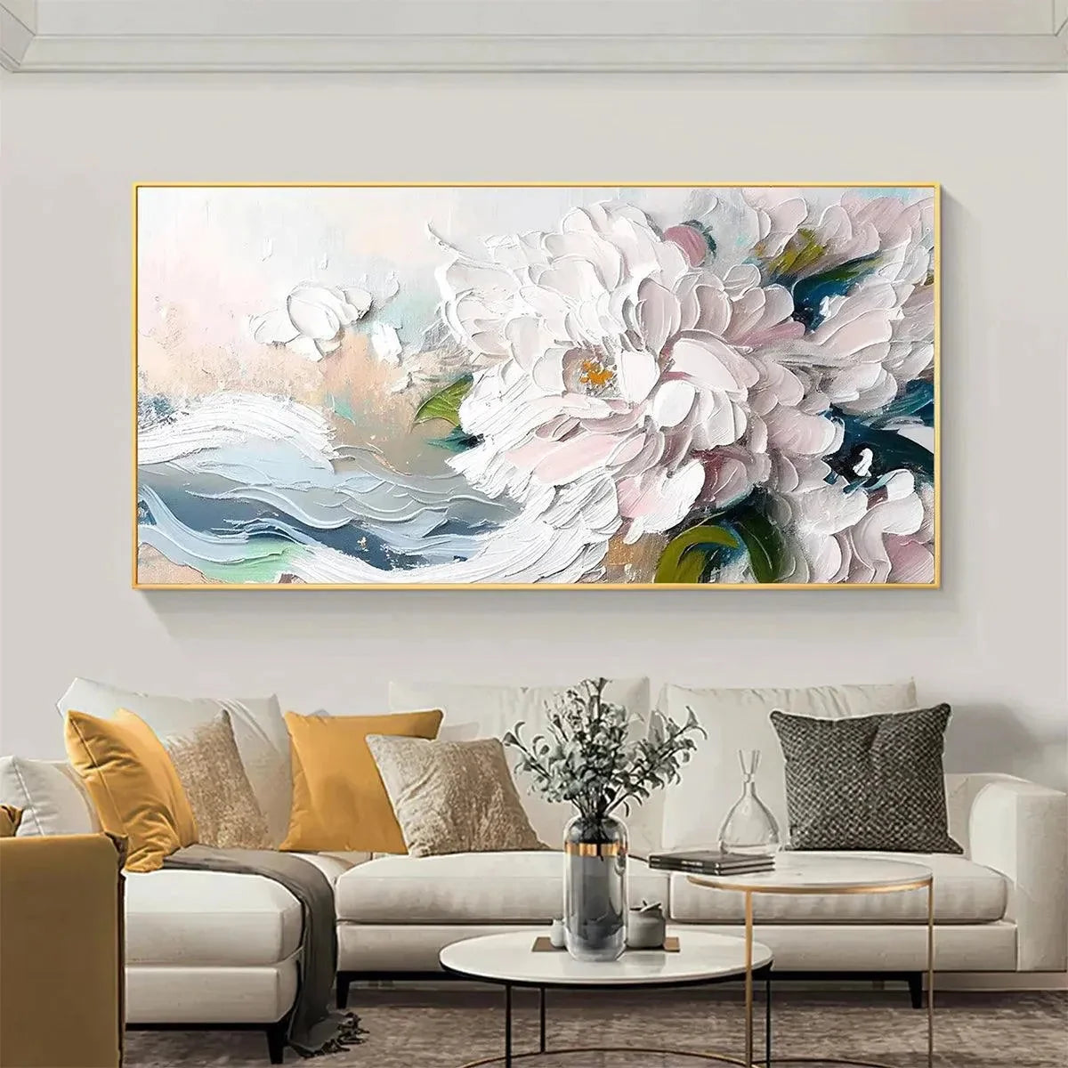 WHITE PEONY DREAM | rolled canvas, ready for custom framing
