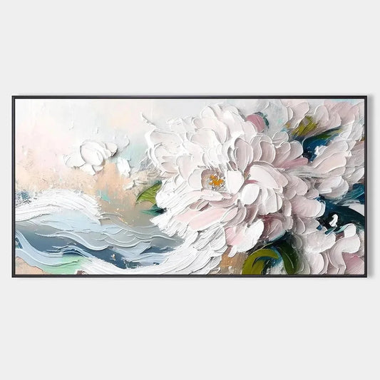 WHITE PEONY DREAM | hanging in , Abstract wall art
