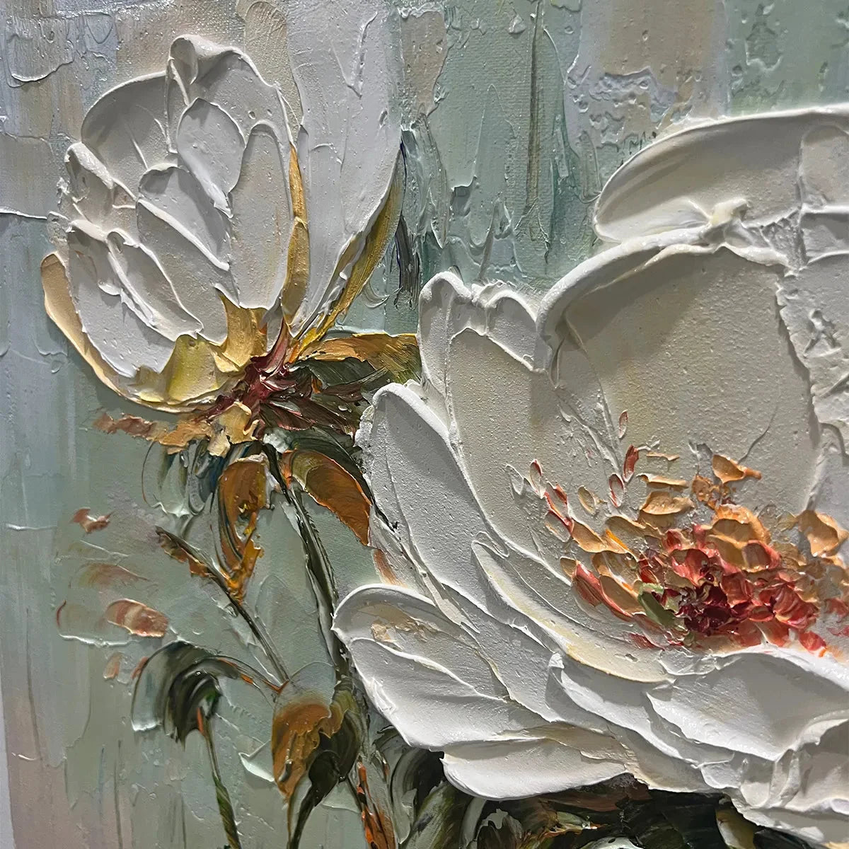 WHITE PEONY DUET | rolled canvas, ready for custom framing