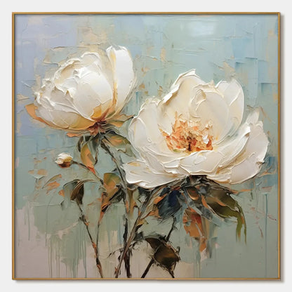 WHITE PEONY DUET | hanging in , Abstract wall art