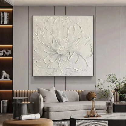 WHITE PEONY | black frame version on white wall