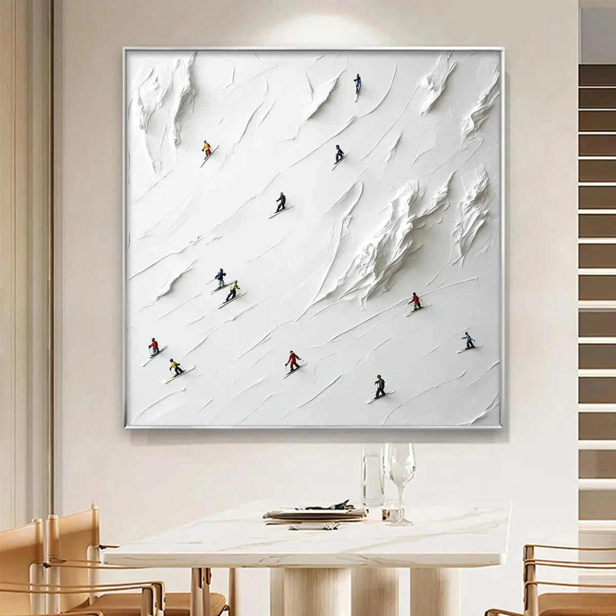 WHITE RUSH | Minimalist closeup, raised brushwork detail