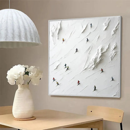 WHITE RUSH | gold frame stretched on neutral wall