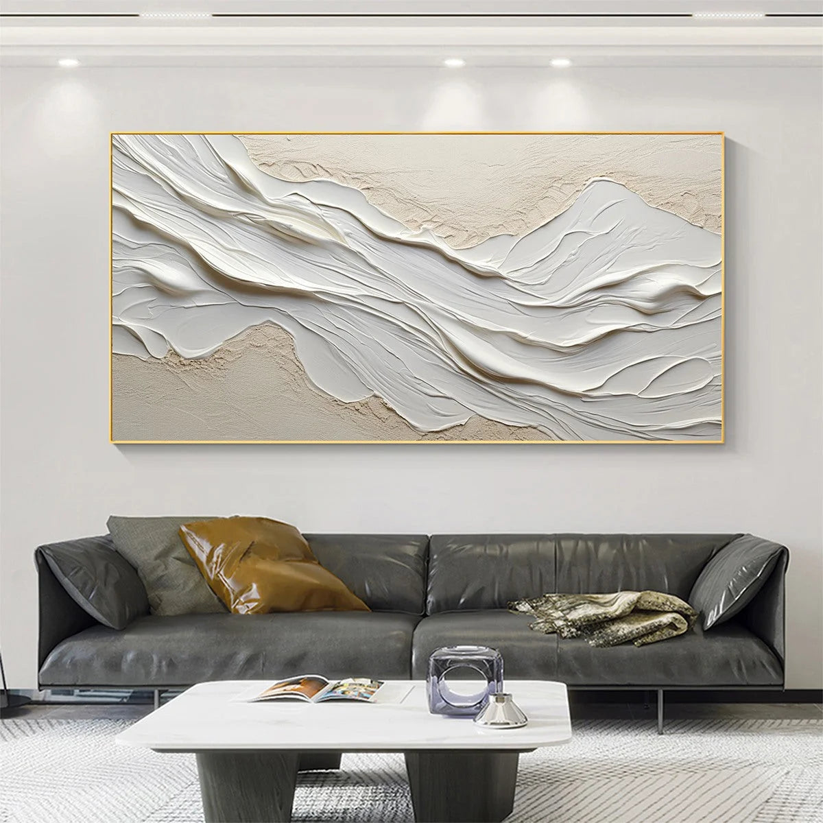 WHITE SANDS | Abstract closeup, raised brushwork detail