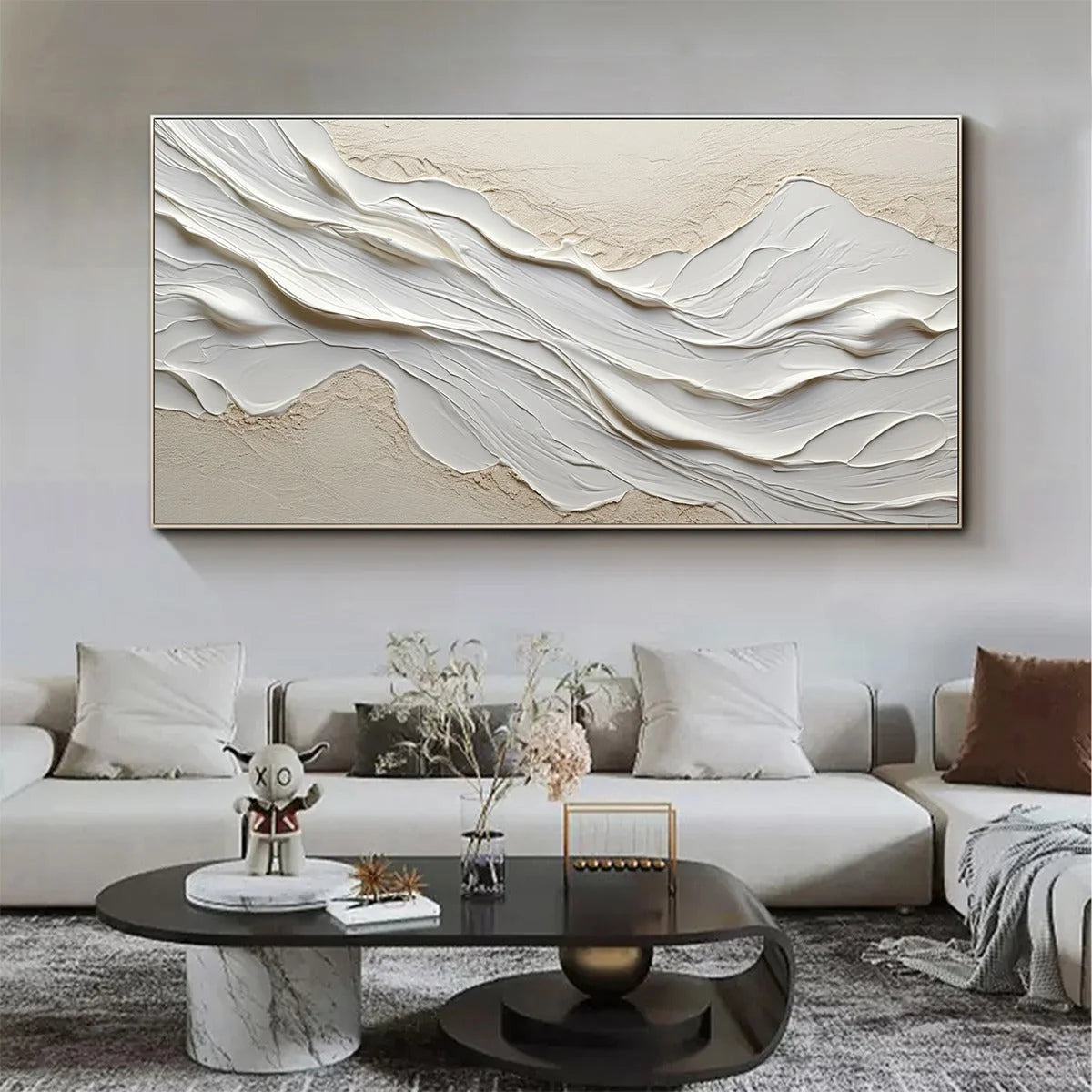 WHITE SANDS | gold frame stretched on neutral wall