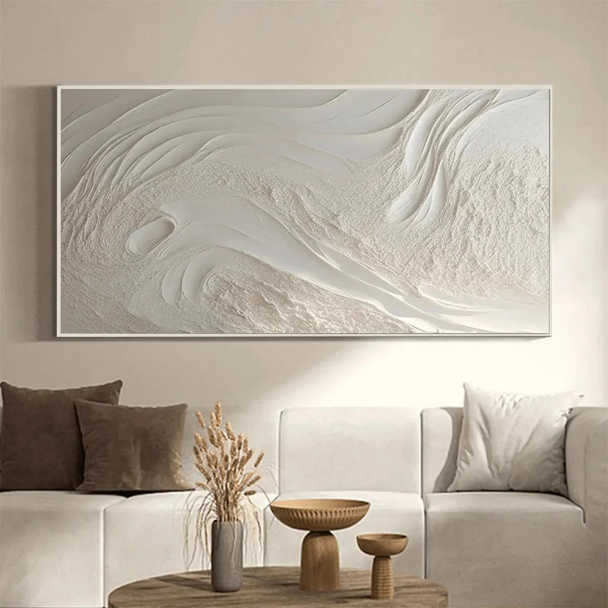 WHITE SANDS | Minimalist closeup, raised brushwork detail