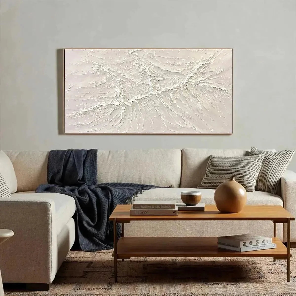 WHITE SANDS | Minimalist closeup, raised brushwork detail
