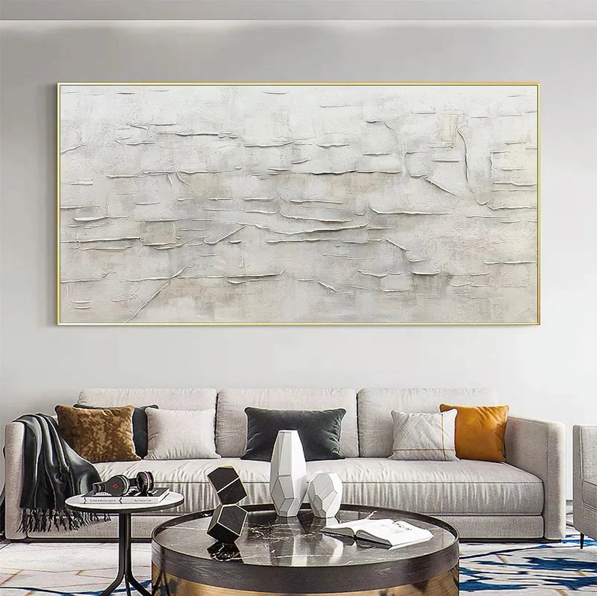 WHITE SANDS | Minimalist closeup, raised brushwork detail